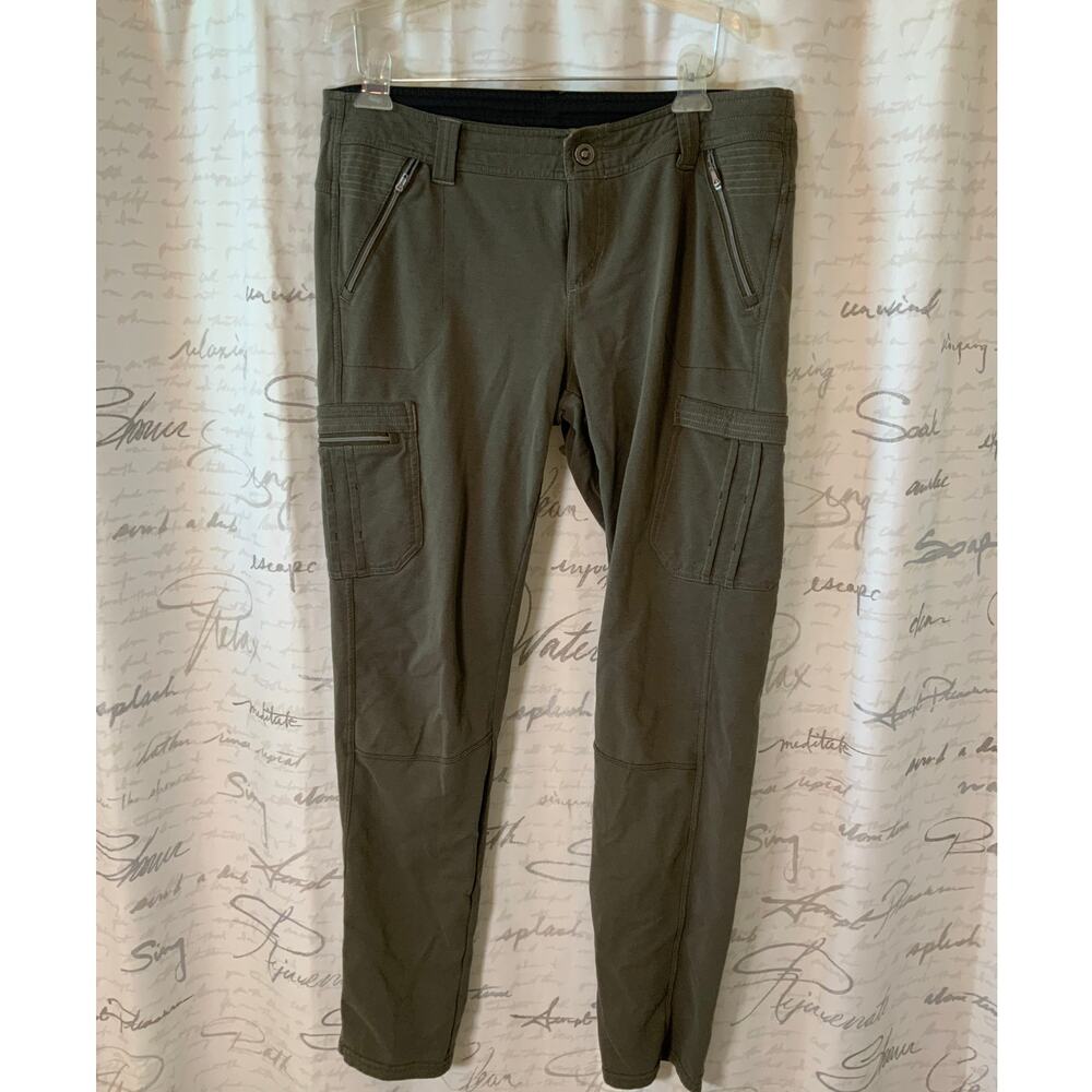 Kuhl Women's Size 12 Regular Hiking Pants Army Green Cotton Blend Gorpcore